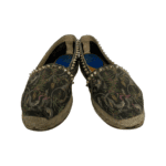 Christian Louboutin Black Canvas Loubi Jungle Print Ares Spikes Flat Espadrilles Size 39 - Image 2