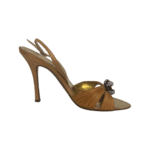 René Caovilla Orange Satin Crystal Embellished Slingback Open Toe Sandals Size 39 - Image 6