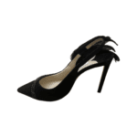 Jimmy Choo Black Suede Feather And Crystal Embellished Tacey 100 Slingback Pumps Size 38 - Image 3