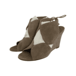 Aquazzura Beige Suede Iman Cutout Wedge Sandals Size 37.5