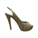 Gina Green Satin Crystal Embellished Peep Toe Slingback Sandals Size 39 - Image 6