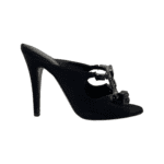 Sergio Rossi Black Crystal Embellished Fabric Mule Size 37 - Image 4