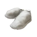 Jimmy Choo White/Silver Knit Fabric And Fur Pom Pom Norway Sneakers Size 38.5