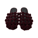 Alexander Wang Burgundy Velvet Leather Amelia Cage Flat Slides Size 37