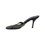 Gina Black Leather Crystal Embellished Mule Size 38.5 - Image 6