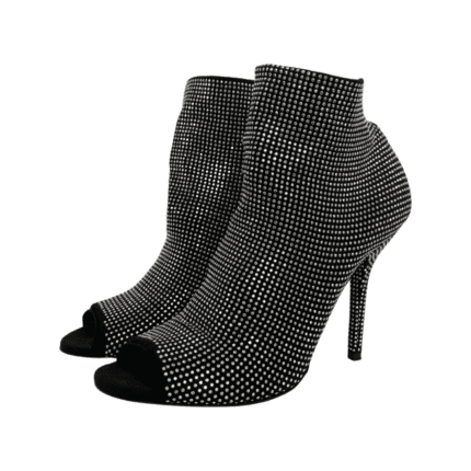 Dolce & Gabbana Black Crystal Embellished Peep Toe Booties Size 38