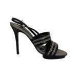 Gina Black Leather Crystal Embellished Slingback Open Toe Sandals Size 38.5 - Image 6