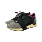 Balenciaga Black/Fuchsia Leather And Fabric Race Runner Low Top Sneakers Size 39