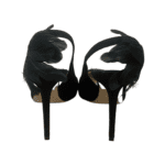 Jimmy Choo Black Suede Feather And Crystal Embellished Tacey 100 Slingback Pumps Size 38 - Image 2