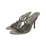 Gina Silver Leather Crystal Embellished Mule Size 37