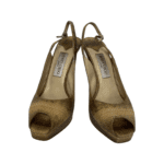 Jimmy Choo Brown Python Leather Peep Toe Sling back Pumps Size 39 - Image 2