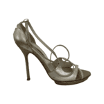 Carolina Herrera Silver Leather Strappy Sandals Size 39 - Image 3