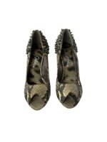 Sam Edelman Grey Python Leather S Lorissa Peep Toe Spiked Pumps Size 40.5