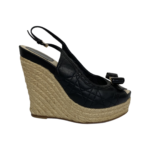 Dior Black Quilted and Patent Leather Platform Sandals Size 37 - Image 4