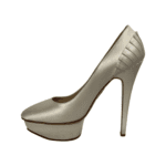 Charlotte Olympia White Satin Paloma Fan-Pleat Platform Pumps Size 39 - Image 6