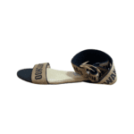 Jimmy Choo Black/ Yellow Leather and Fabric Breanne Logo Jacquard Sandals Size 38.5 - Image 2