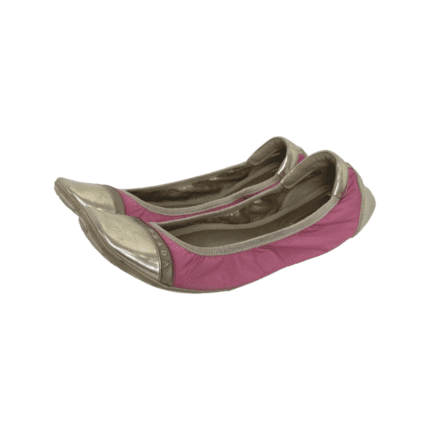 Prada Pink & Gold Nylon and  Leather Ballet Flats Size 39.5