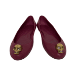 Alexander McQueen Fuchsia Leather Skull Embellished Ballet Flats Size 38 - Image 2