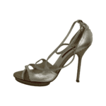 Carolina Herrera Silver Leather Strappy Sandals Size 39 - Image 4