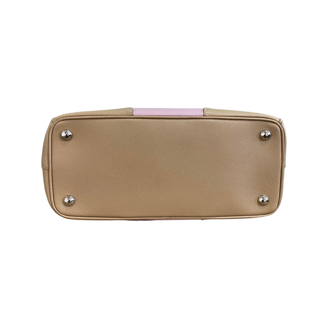 Prada Pink and Brown Saffiano Small Double Zip Tote - Image 5