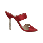Sophia Webster Red Satin Crystal Embellished Heel Slide Mules Size 37.5 - Image 3