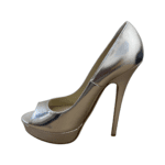 Jimmy Choo Silver Patent Leather Peep Toe Platform Pumps Size 39.5 - Image 6