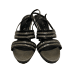 Gina Black Leather Crystal Embellished Slingback Open Toe Sandals Size 38.5 - Image 2