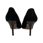 Celine Black Suede Nubuck Leather V Neck Pointed Toe Pumps Size 38 - Image 7