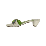 Gina White Leather Crystal Embellished Open Toe Mule Size 38 - Image 5