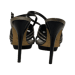 Gina Black Leather Crystal Embellished Slingback Open Toe Sandals Size 38.5 - Image 7