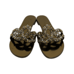 Giuseppe Zanotti Gold Leather Crystal and Rock Embellished Thong Flats Size 36.5 - Image 2