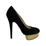 Charlotte Olympia Black Suede Dolly Platform Pumps Size 38 - Image 4