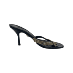 Gina Black Leather Crystal Embellished Mule Size 38.5 - Image 3