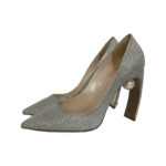 Nicholas Kirkwood Silver Glittery Fabric with Pearl Embellishment Mira 90 Pumps Size 39 - Image 9