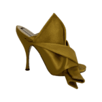N21 Yellow Satin Raso Knot Peep Toe Mules Size 39 - Image 3
