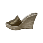 Jimmy Choo Gold Leather Espadrilles Wedge Sandals Size 39 - Image 6