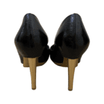 Sergio Rossi Black Leather Pointed Toe Golden Heels Pumps Size 39 - Image 3