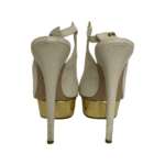 Charlotte Olympia White Leather Slingback Peep Toe Platform Pumps Size 34 - Image 7