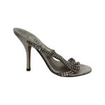 Gina Silver Leather Crystal Embellished Mule Size 37 - Image 5