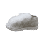 Jimmy Choo White/Silver Knit Fabric And Fur Pom Pom Norway Sneakers Size 38.5 - Image 5