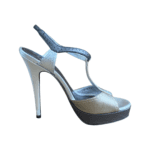 Saint Laurent Silver and Gold Leather Platform Sandals Size 37 - Image 5