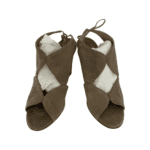 Aquazzura Beige Suede Iman Cutout Wedge Sandals Size 37.5 - Image 2