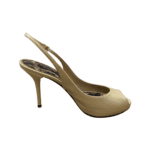 Dolce and Gabbana Beige Patent Leather Slingback Peep Toe Sandals Size 37 - Image 6