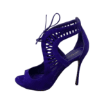 Sergio Rossi Purple Suede Cutout Leather Open Toe Sandals Size 38.5 - Image 5