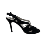 Emporio Armani Black Velvet Leather Platform Sandals Size 37.5 - Image 5