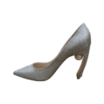 Nicholas Kirkwood Silver Glittery Fabric with Pearl Embellishment Mira 90 Pumps Size 39 - Image 5