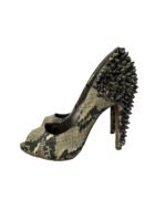 Sam Edelman Grey Python Leather S Lorissa Peep Toe Spiked Pumps Size 40.5 - Image 2