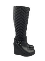 Moncler Black Quilted Down-filled Cernobbio Knee Length Boots Size 38 - Image 2