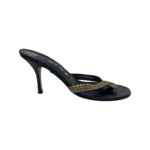 Gina Black Leather Crystal Embellished Mule Size 38.5 - Image 5