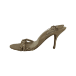 Gina Nude Leather Crystal Embellished Naomi Slingback Sandals Size 39 - Image 4